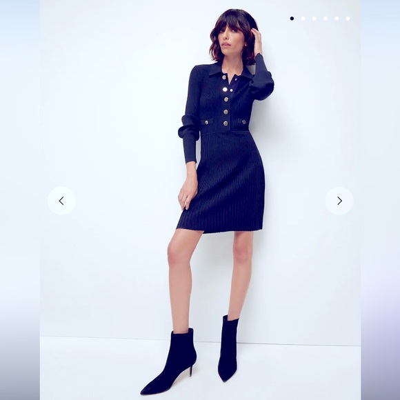 Veronica Beard Lauper Dress Ribbed Button Front A-line Mini Dress Navy Small - Picture 1 of 9